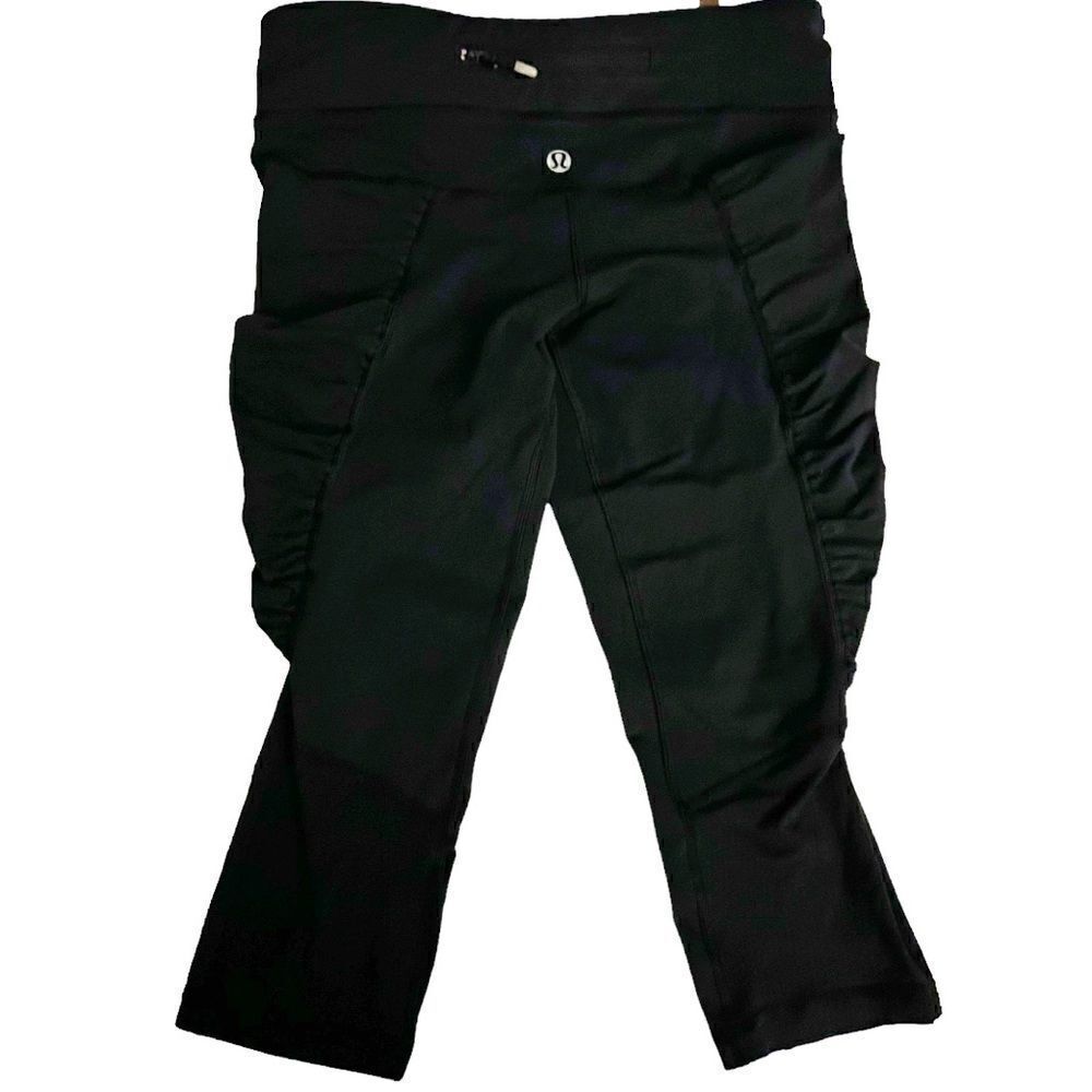 Lululemon Black Cropped Side Ruched Leggings Size 4